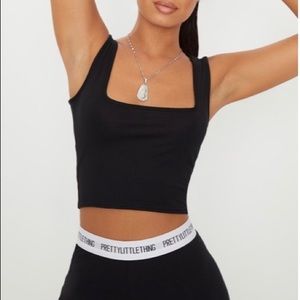 NWT PLT Square Neck Black Crop Top